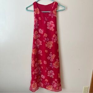 Vintage Chiffon Tie-Back Midi Floral Sparkly Dress Fairy Y2K